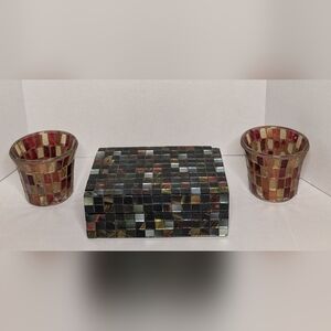 Port 7 Mosaic Trinket Box and Candle Holders